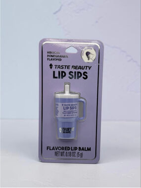 Taste Beauty Lip Sips Hibiscus Pomegranate Lip Balm New Sealed Cute Cup